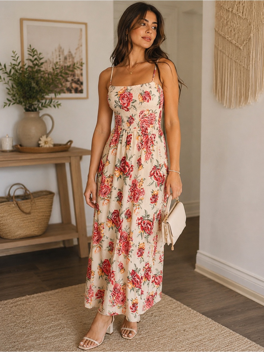 Floral spaghetti strap maxi dress